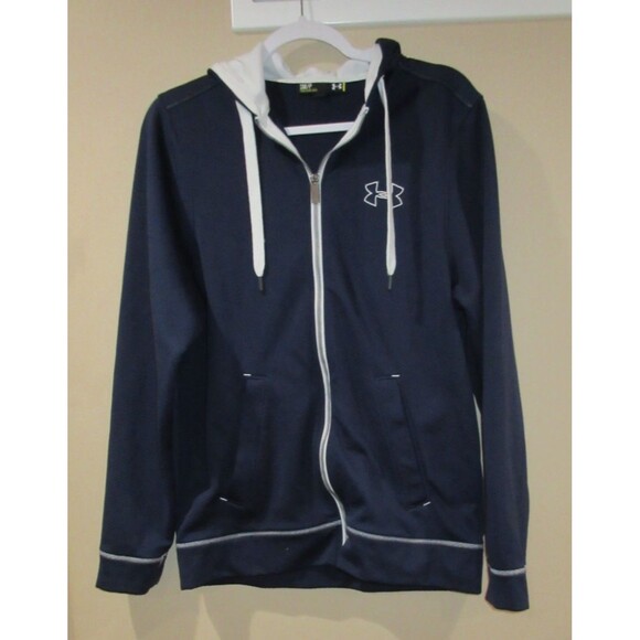 Under Armour Full Zip Jacket Women SM/P Navy/White Hooded - Picture 1 of 6
